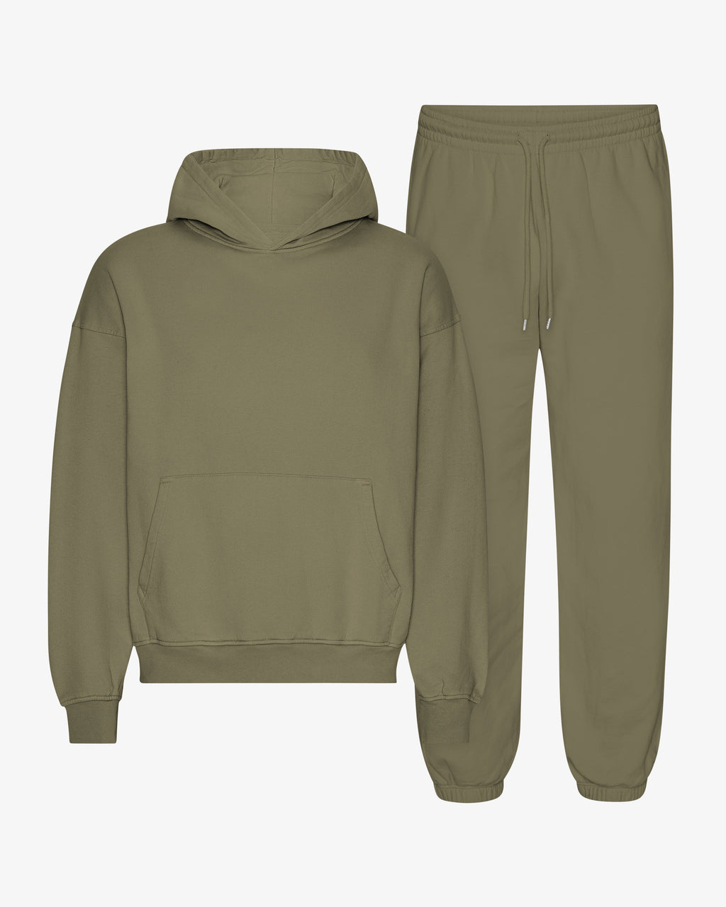 Ensemble sweat à capuche bio olive poussière