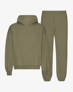 Ensemble sweat à capuche bio olive poussière