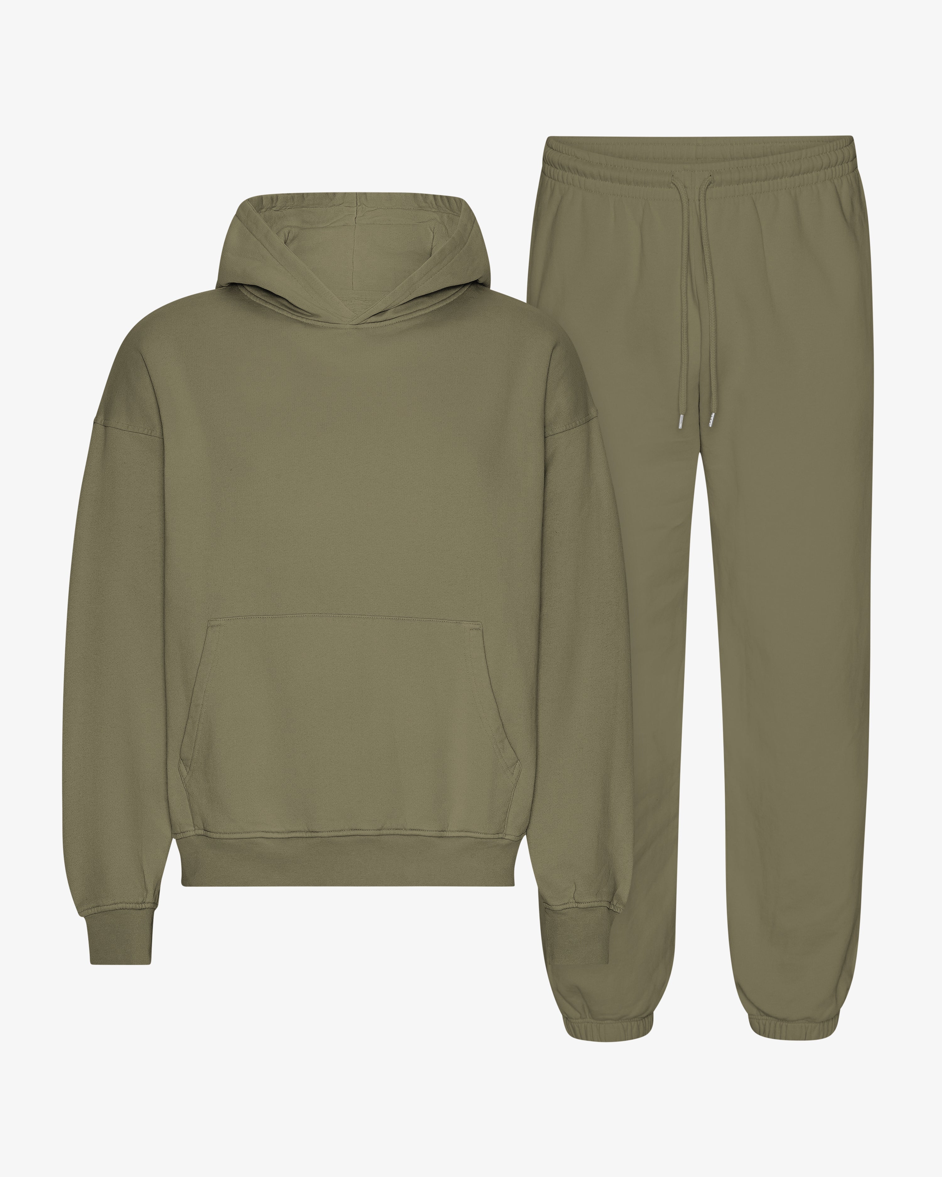 Ensemble sweat à capuche bio olive poussière