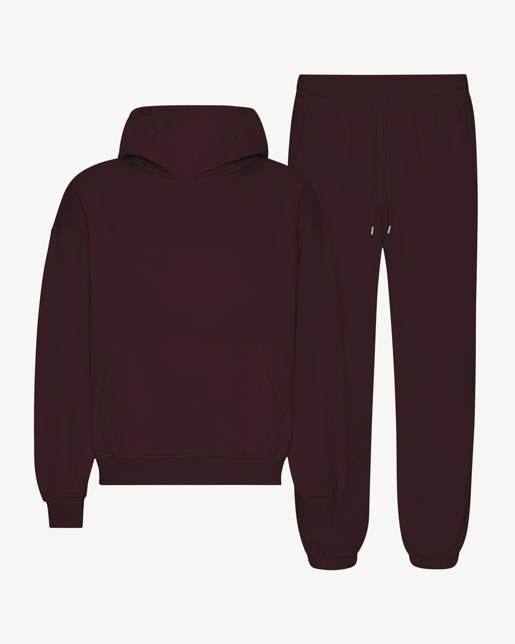 Ensemble sweat à capuche bio rouge bordeaux
