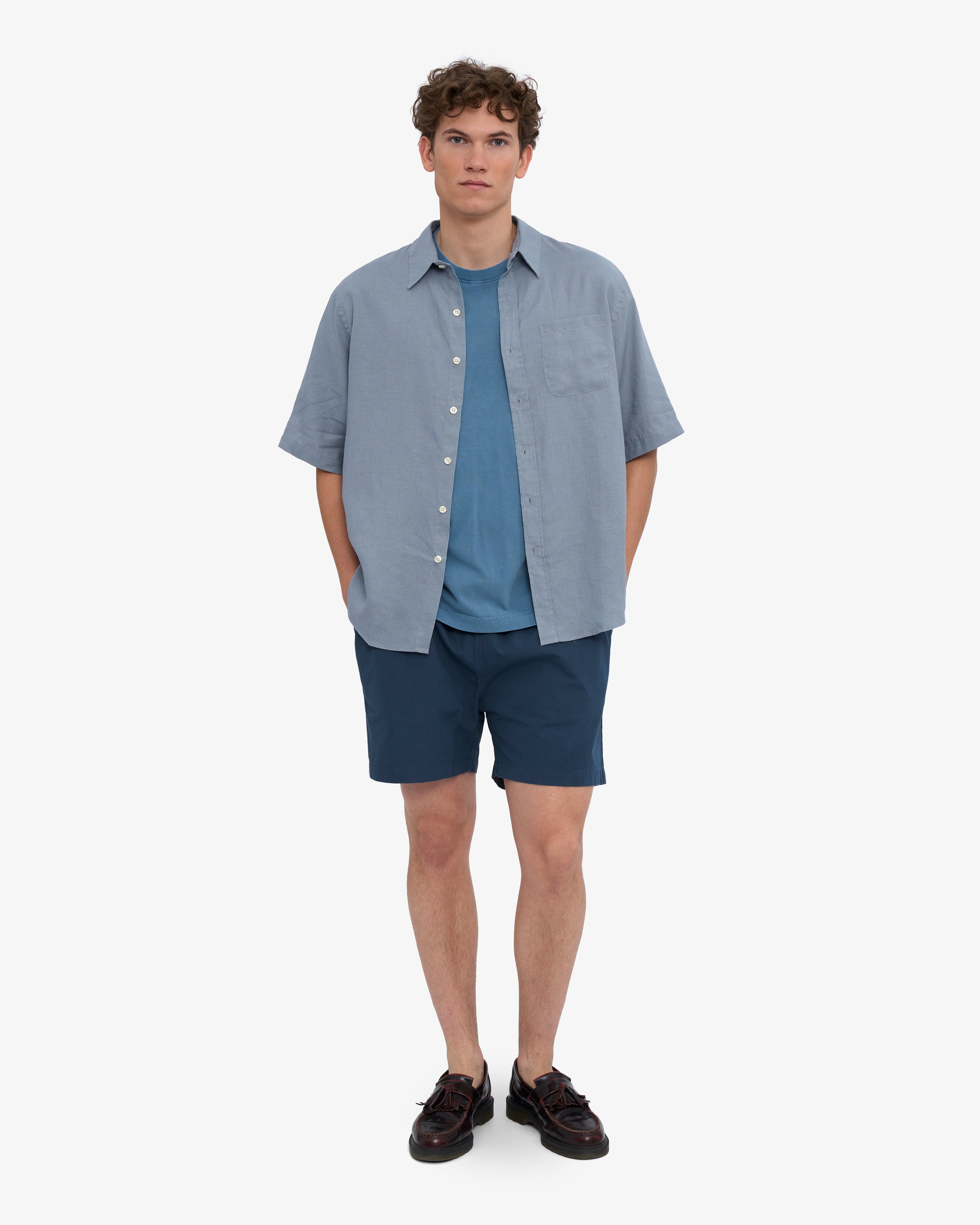 Short en sergé bio bleu pétrole