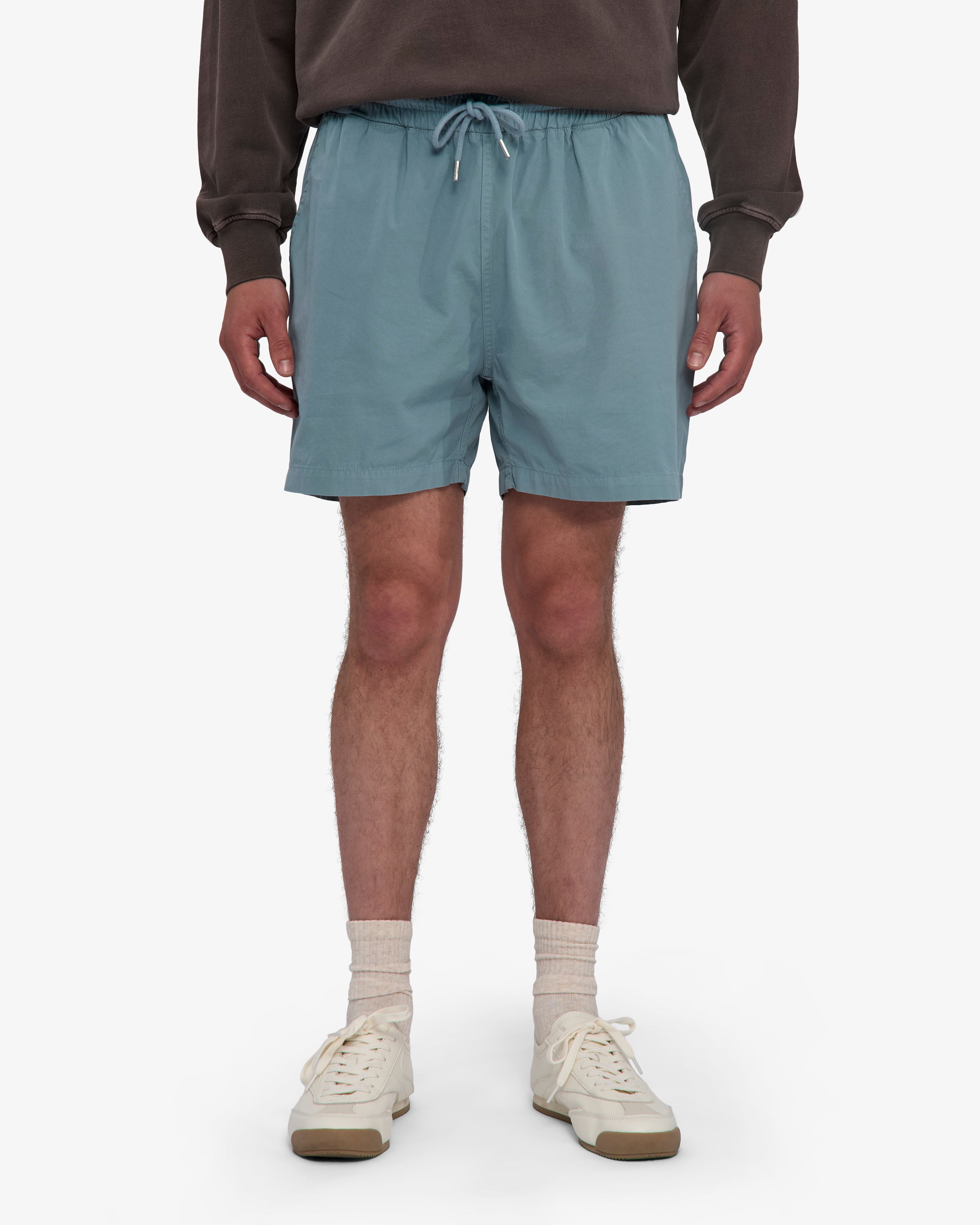 Short en sergé bio bleu acier