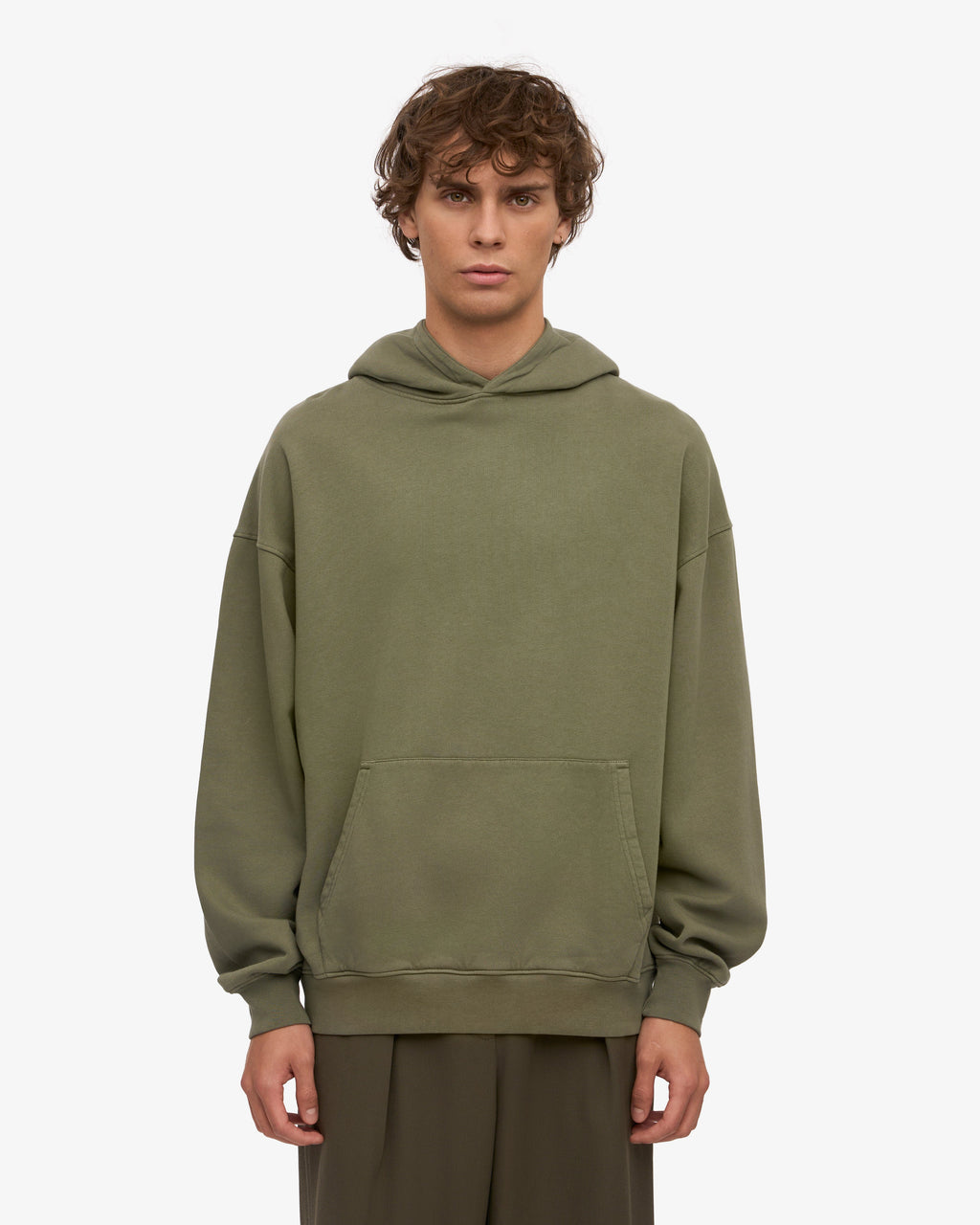 Ensemble sweat à capuche bio olive poussière