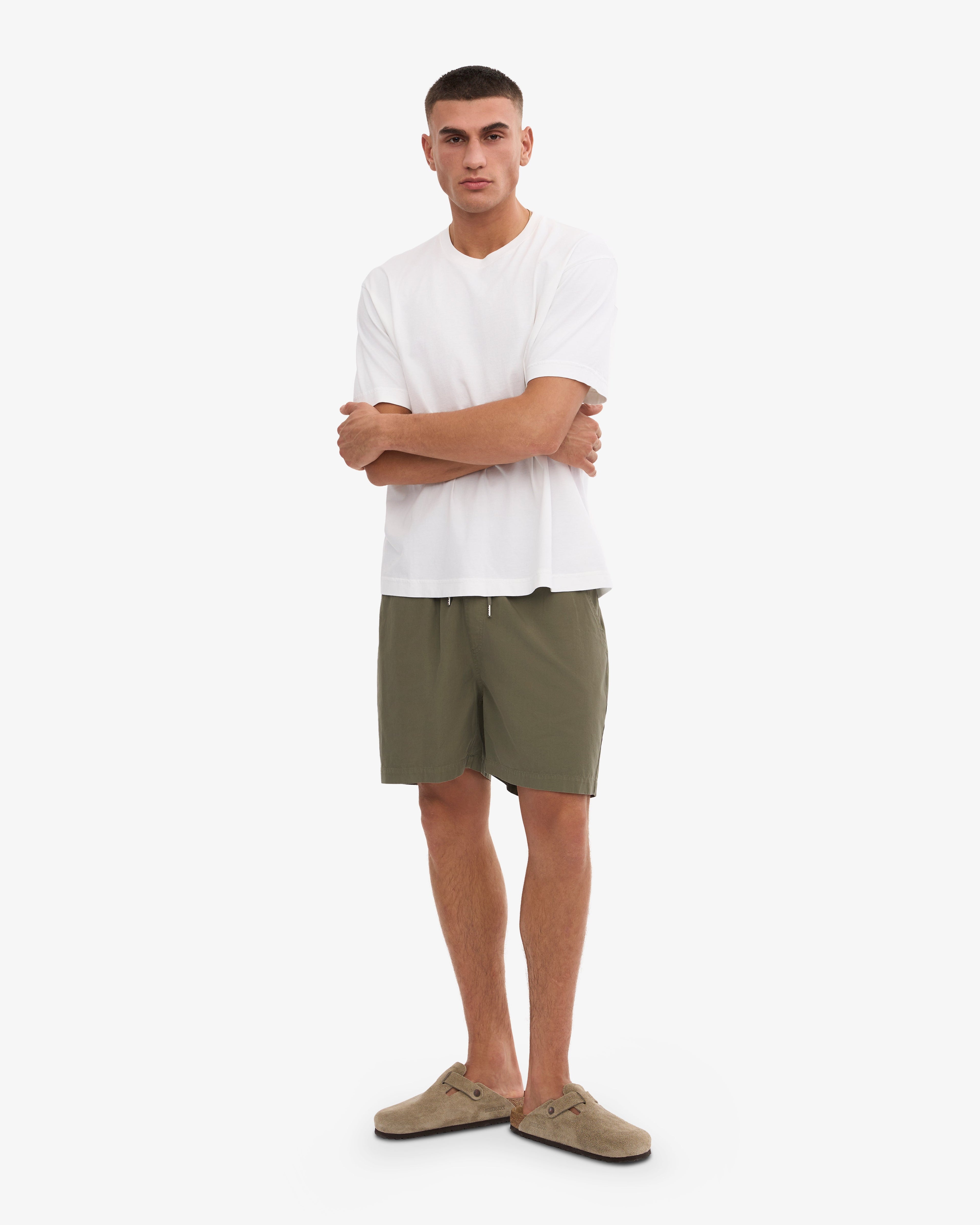 Short en sergé bio olive poussière
