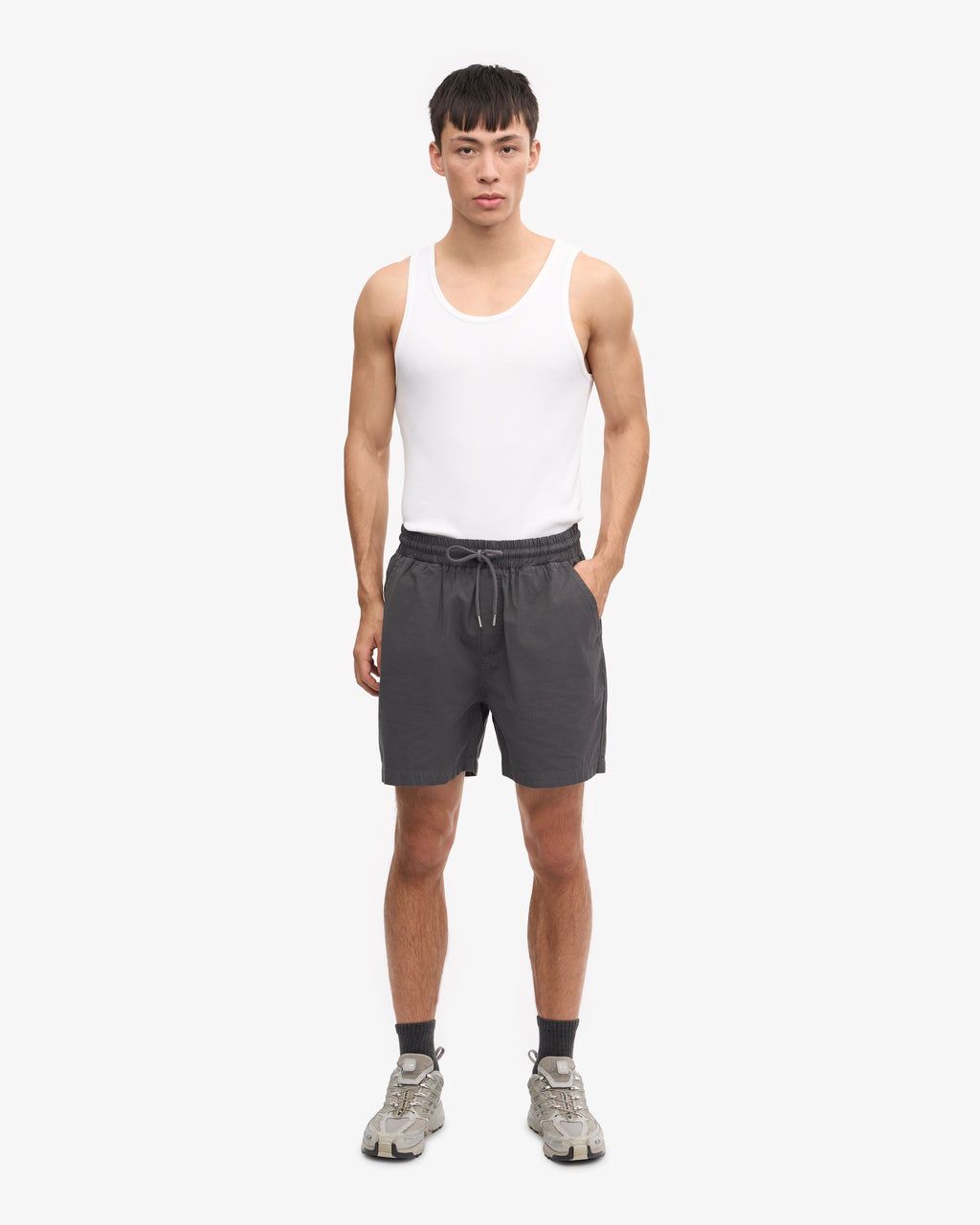 Short en sergé bio gris lave