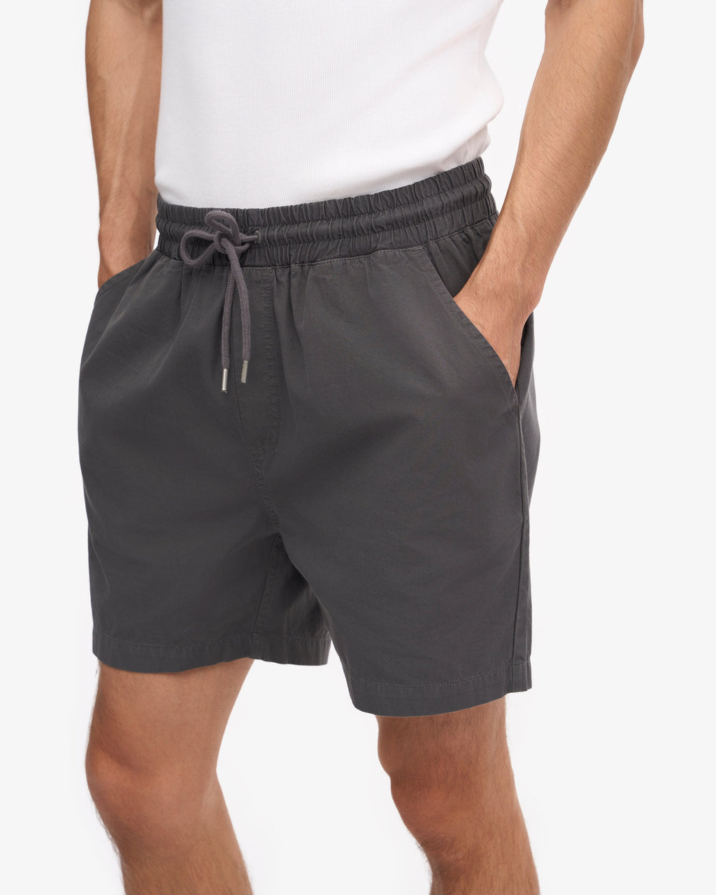 Short en sergé bio gris lave